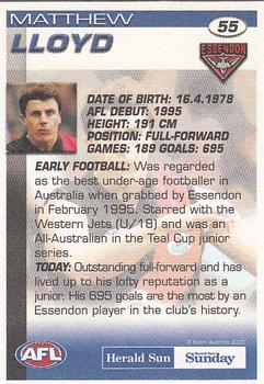 2005 Select Herald Sun AFL #55 Matthew Lloyd Back